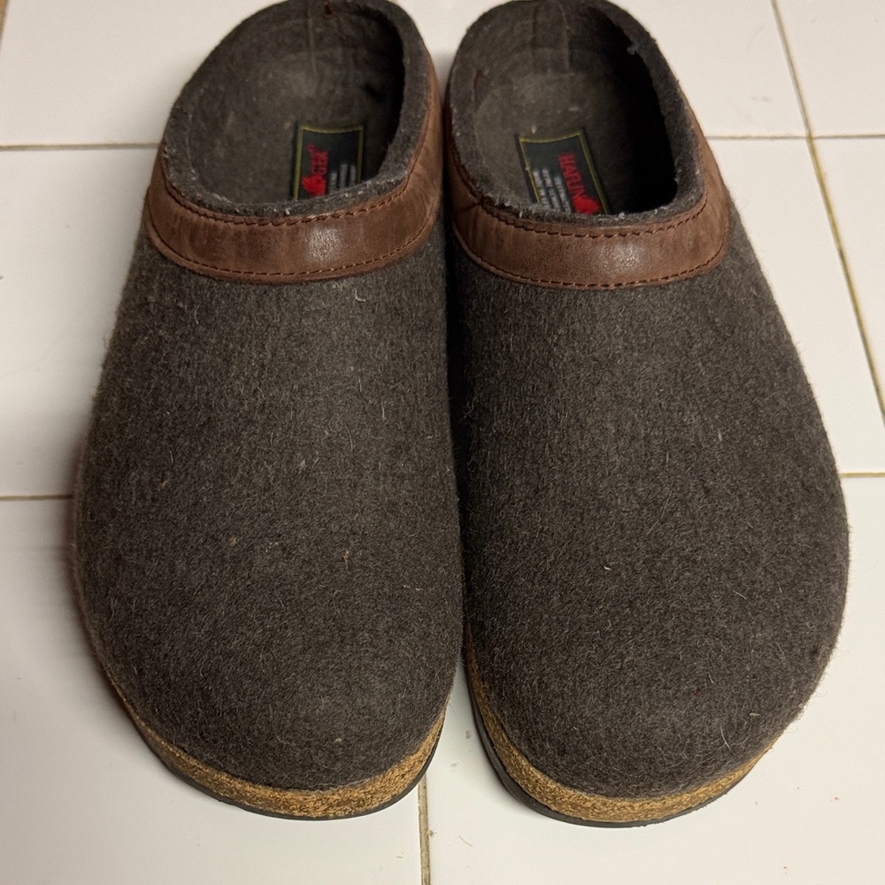 Haflinger  Dark Brown Wool Slip-Ons